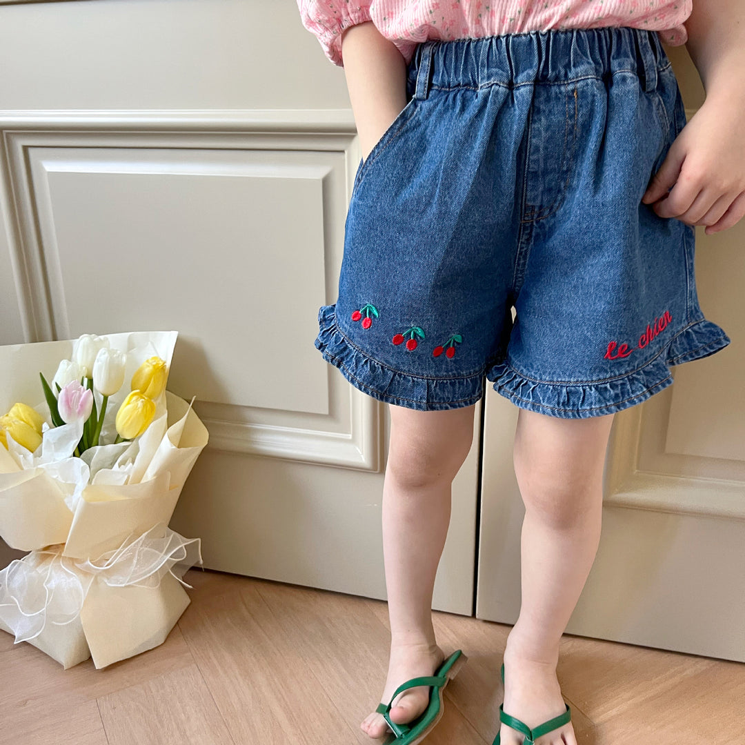 さくらんぼデニムショートパンツ