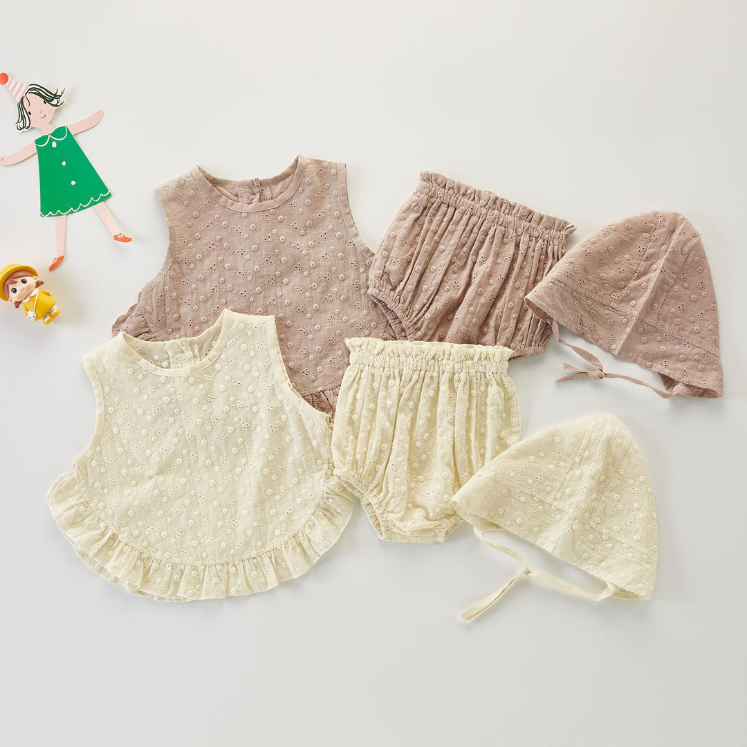 帽子付きシンプル刺繍セットアップ