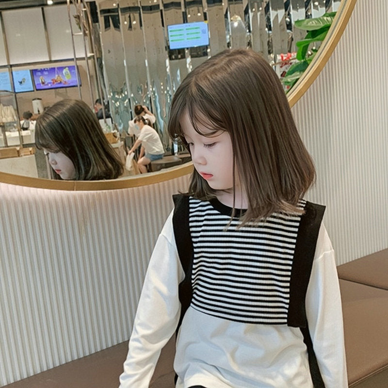 ボーダーレイヤード風トップス