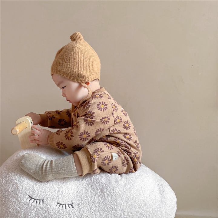 あったかデザインニットロンパース