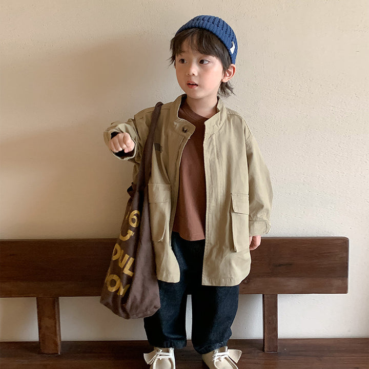 【baby＆kids】バックプリントスタンドカラーコート