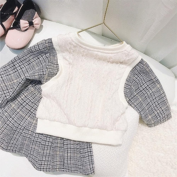 重ね着風チェックセットアップ