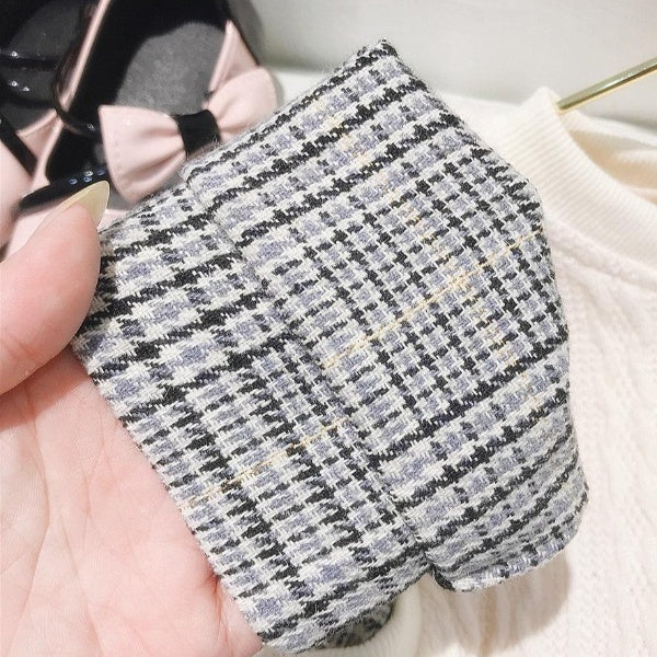 重ね着風チェックセットアップ